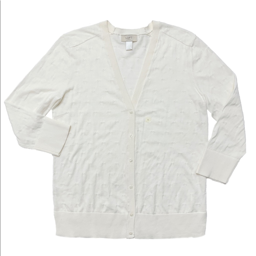 LOFT Cream Button Down Cardigan